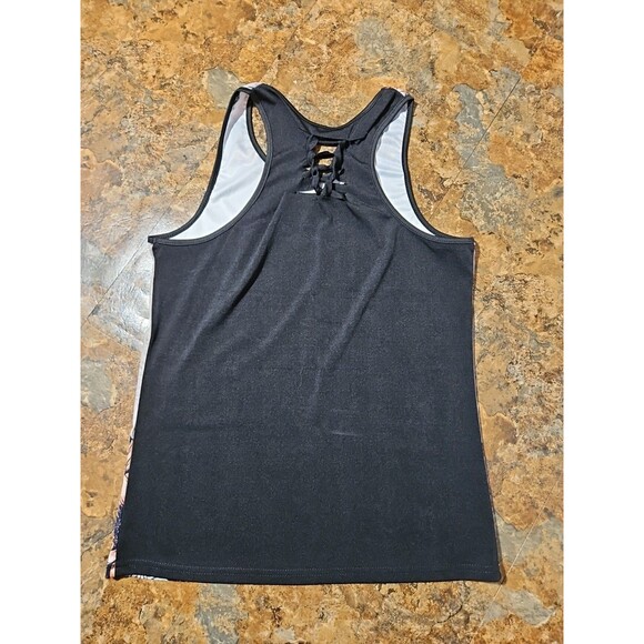 Skull Tank Floral Lace Back Lg Sister Army Tank Top (A182) - Picture 3 of 10